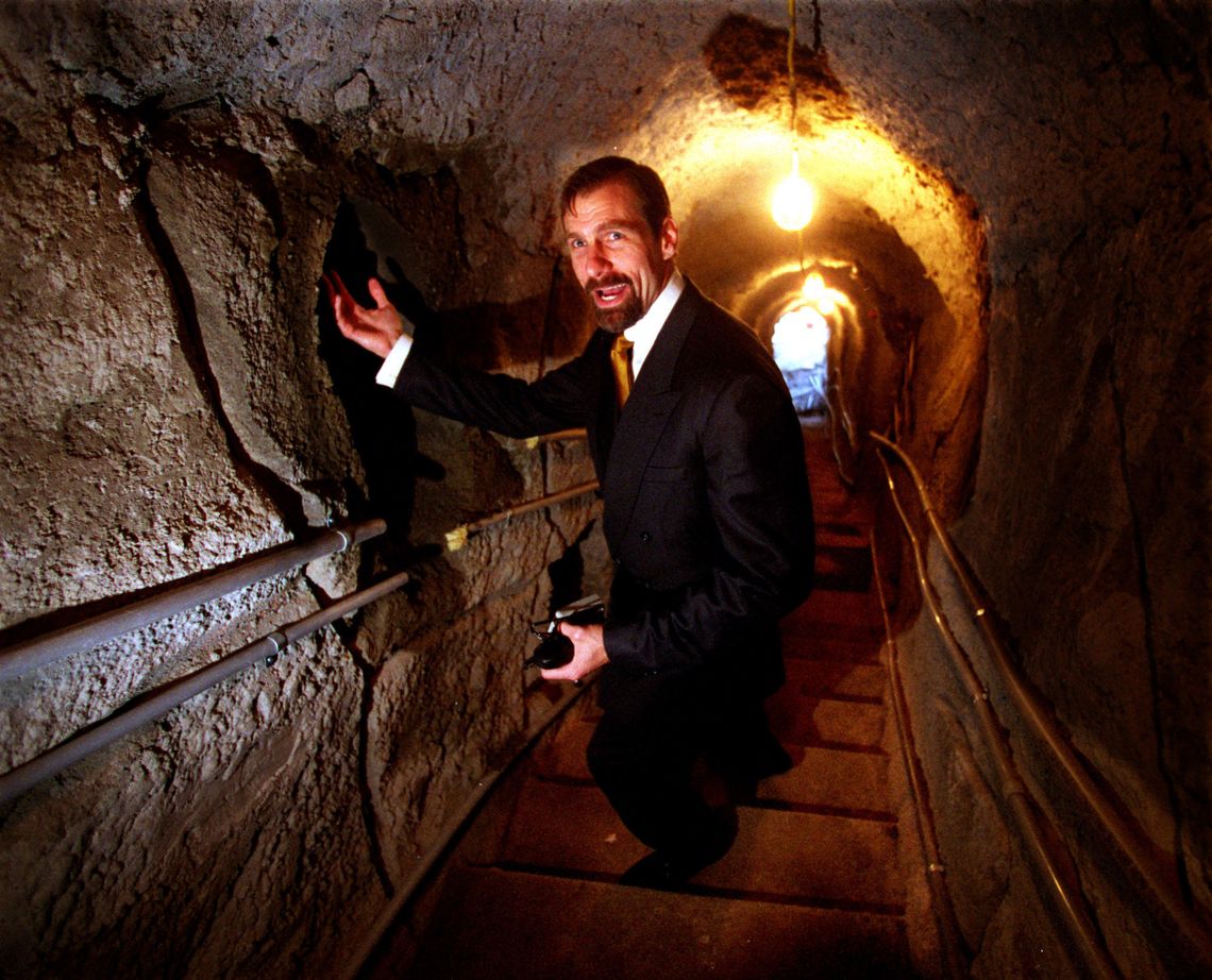 Henry Nicholas III, the billionaire co-founder of semiconductor firm Broadcom, in one of the tunnels running under his home. 