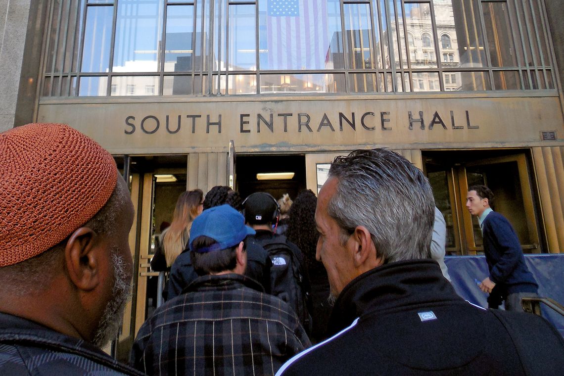 The entrance to New York County Criminal Court at 100 Centre Street in Manhattan.