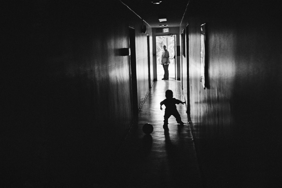 A boy plays in the hallway at Walden House. (El Monte, 2008)
