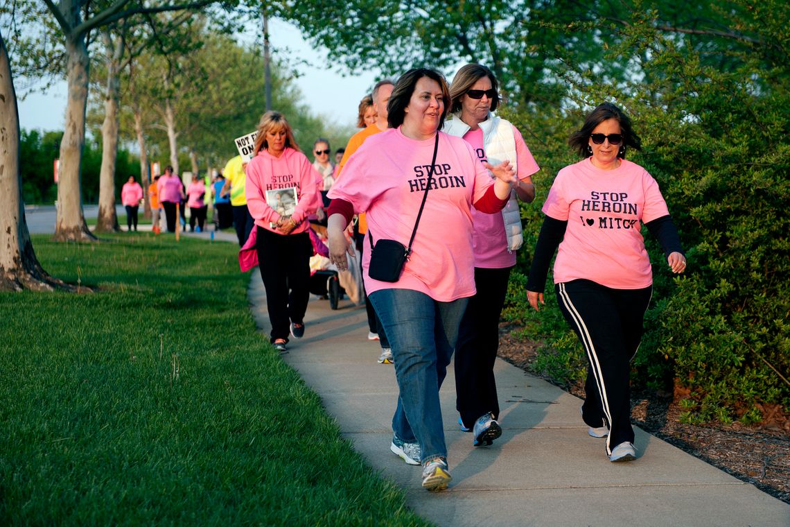 A weekly heroin awareness walk organized by a non-profit group called Stop Heroin, in St. Peters, Mo., last April. 