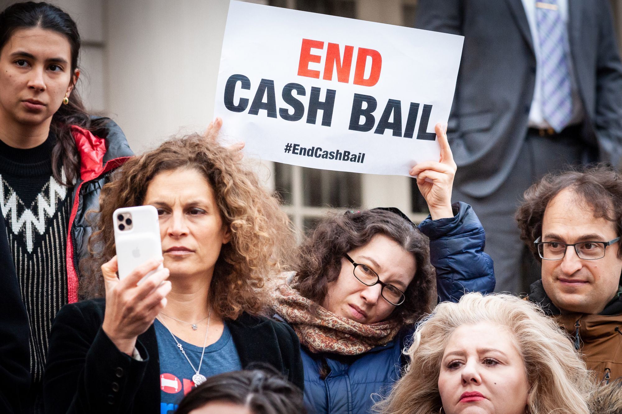 Supporters of bail reform attended a rally at City Hall in New York City in January. 