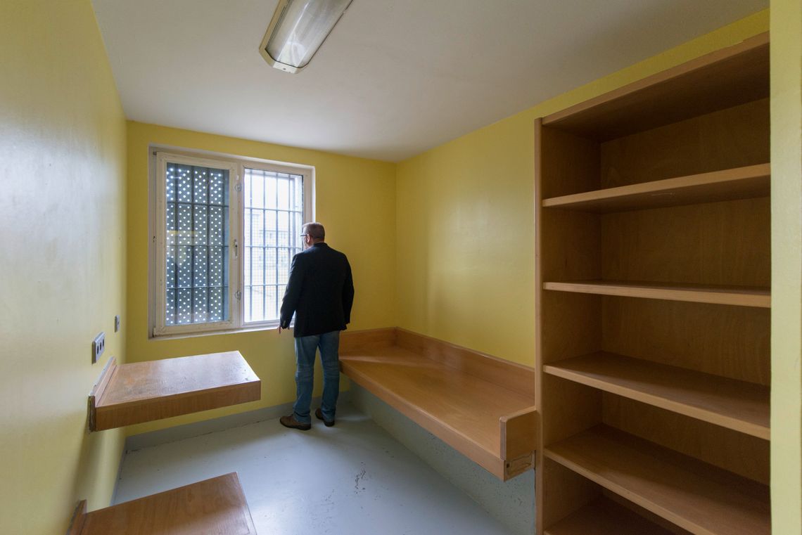 Marcantel inside a solitary confinement cell at Waldeck. 
