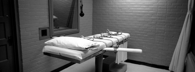 Inside the execution chamber at the state penitentiary in Huntsville, Texas. 