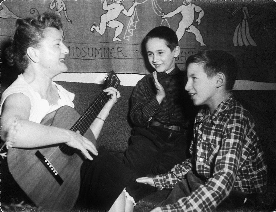 Anne Meeropol with Robert, left, and Michael, right, in 1954. After their parents' execution, armed police removed the Rosenbergs' sons from the Meeropols' home and placed them in an orphanage before they could be legally adopted by the couple.