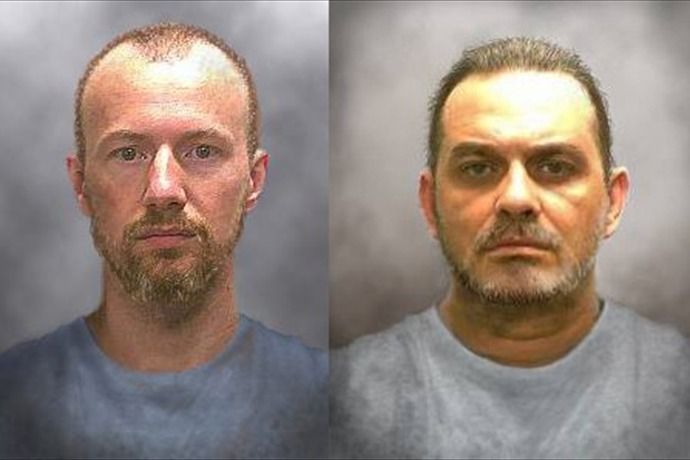 David Sweat, left, and Richard Matt in images released by the New York State Police showing a ten-day age progression. 