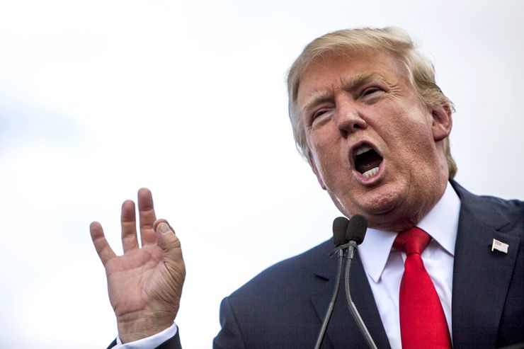 WASHINGTON, USA - SEPTEMBER 9: Candidate for the Republican Presidential nomination Donald Trump speaks during a rally held by the Tea Party at the United States Capitol to speak out against President Obama’s nuclear agreement with Iran in Washington, USA on September 9, 2015. (Photo by Samuel Corum/Anadolu Agency/Getty Images)