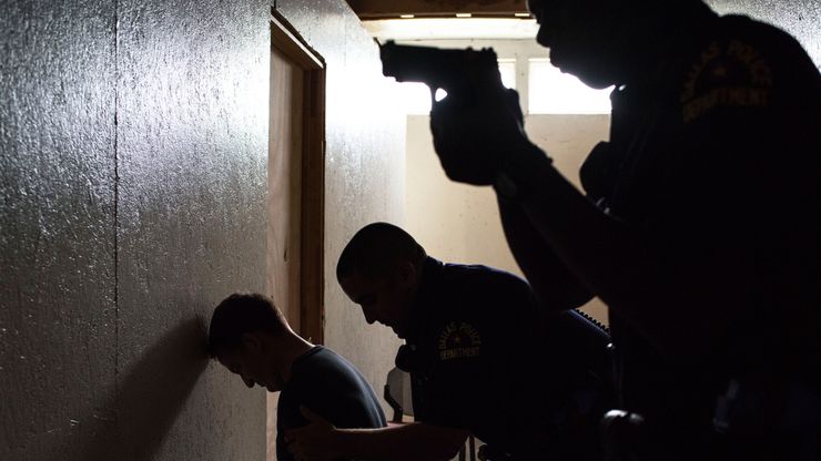 Dallas Police Academy recruits participate in a training in 2017.