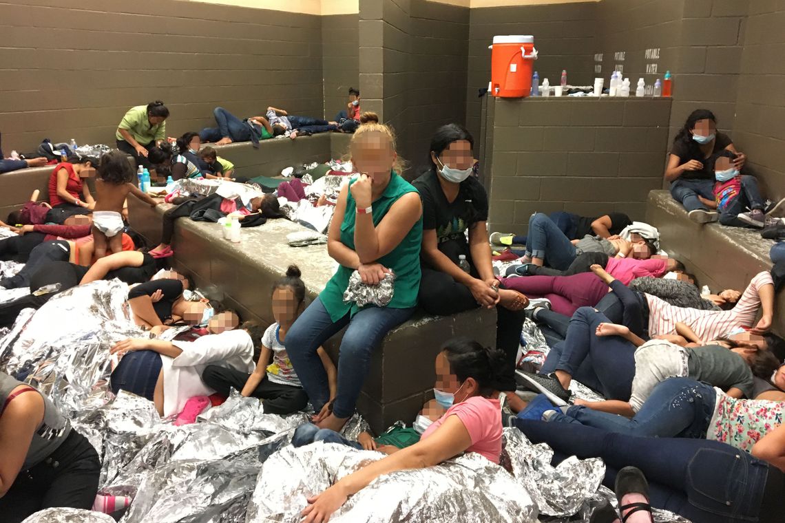 A Department of Homeland Security inspection report shows overcrowding of families on June 11, 2019, at the Weslaco, Texas, Border Patrol station.
