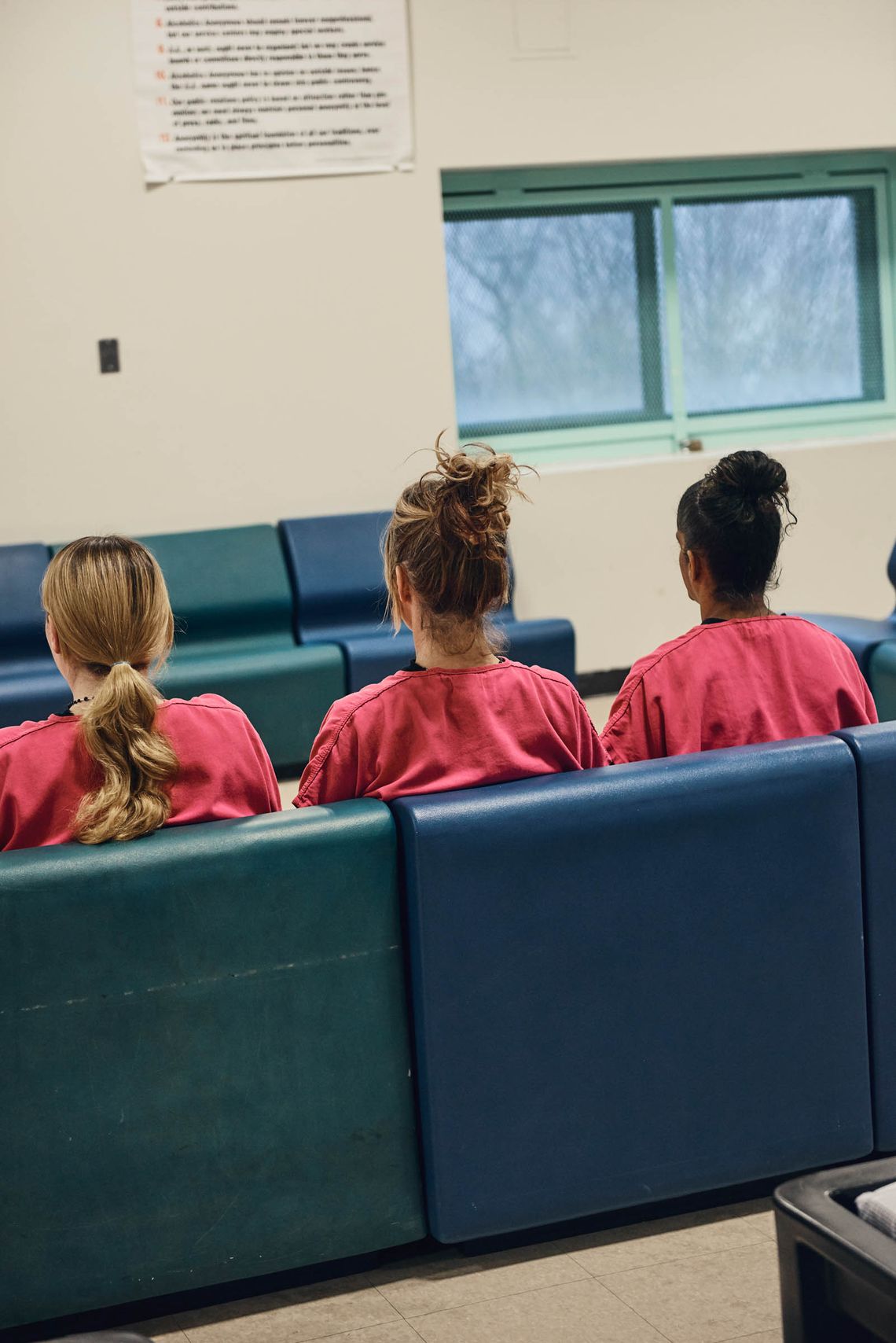 Women participate in a group therapy session at the detox unit at the Middleton House of Correction in Essex County, Mass.