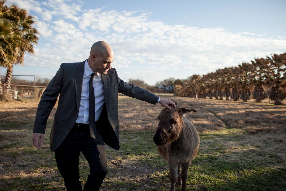 Chattler on his farm in Del Rio, Texas. 