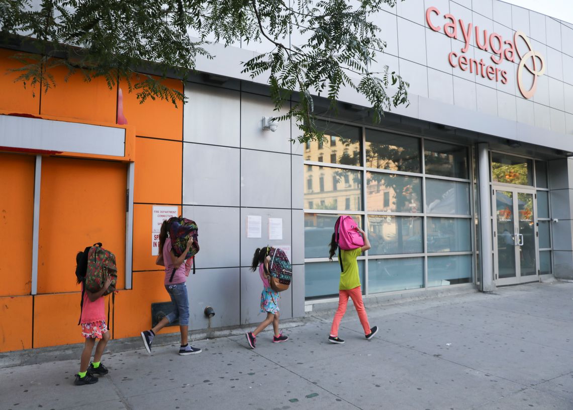 The Cayuga Centers in Harlem, pictured here in 2018, places unaccompanied children in foster-care families and has reported two staff members testing positive for COVID-19.