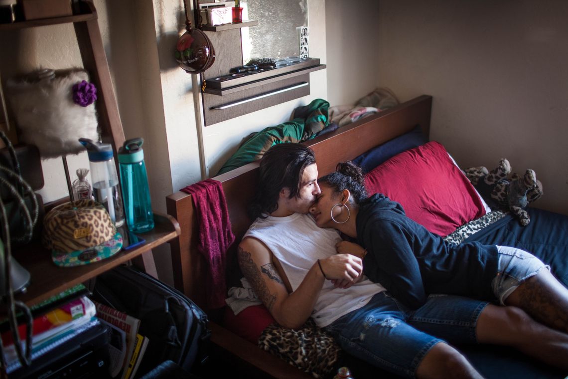 Joseph and Samantha Arjoon, now his wife, whom he met while they were both in foster care in San Diego.