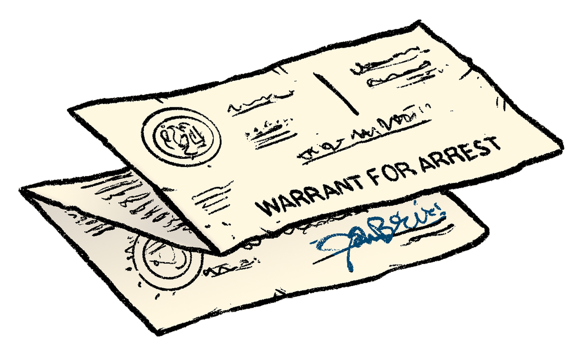 An illustration of a warrant for arrest.