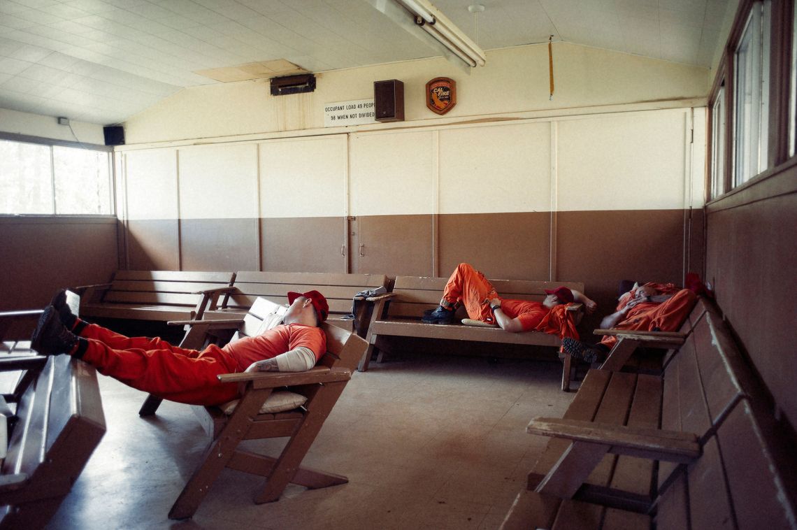 A percentage of inmates must remain dressed, ready and on-call for fires at all times, because they can be called at any time by CAL FIRE to assist on a fire or a medical emergency.