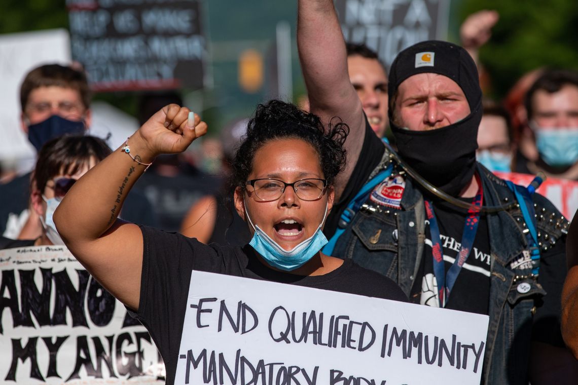 Protesters at a Black Lives Matter march in Lock Haven, Penn., in July of 2020. 