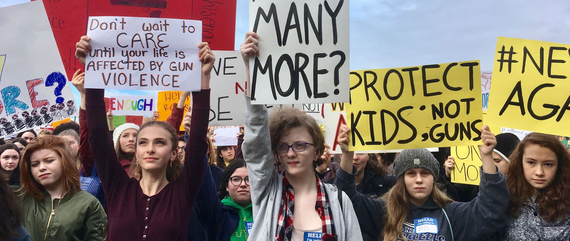 Students at Roosevelt High School take part in a protest in Seattle against gun violence, following the Parkland, Fla., school shooting that killed more than a dozen teenagers.  