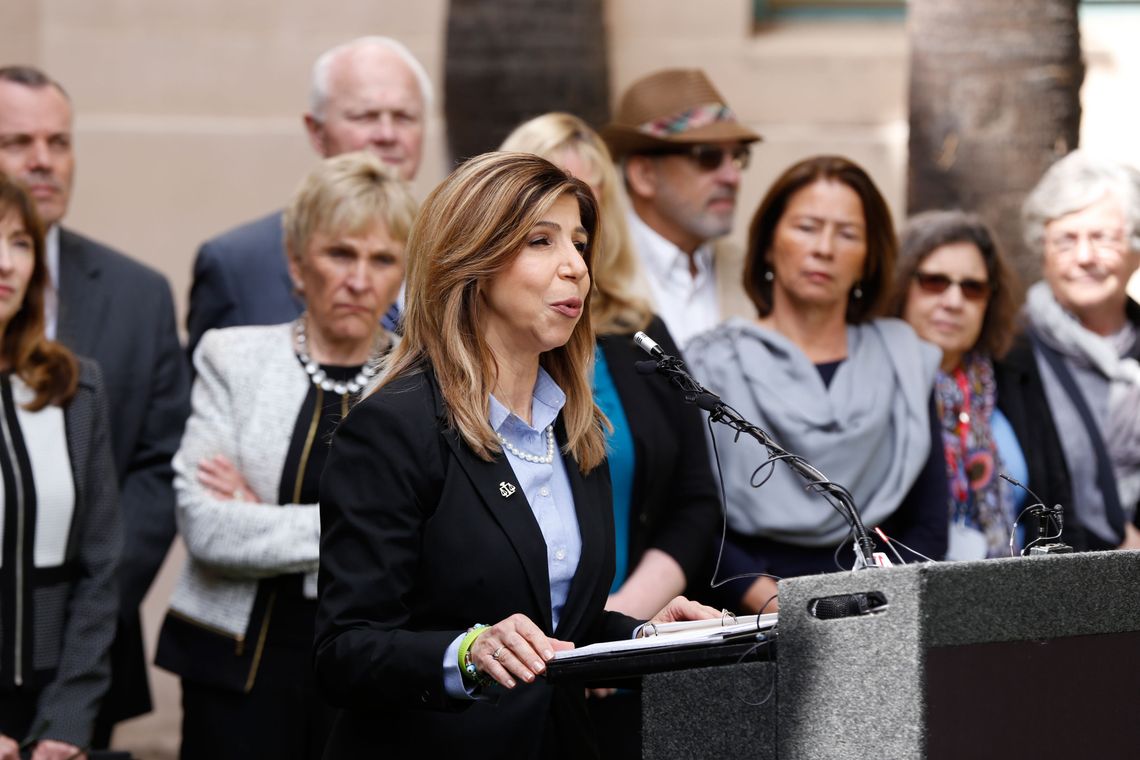 San Diego County District Attorney Summer Stephan touts her work on sex crimes and human trafficking prosecutions. 