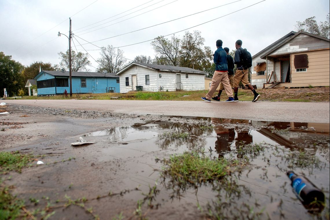 Students walk home from school in Rosedale, a town in the Mississippi Delta.