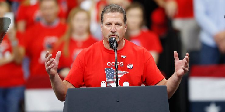 Lt. Bob Kroll, president of the Police Officers Federation of Minneapolis, expressed his support for President Donald Trump at a rally in Minneapolis in 2019.