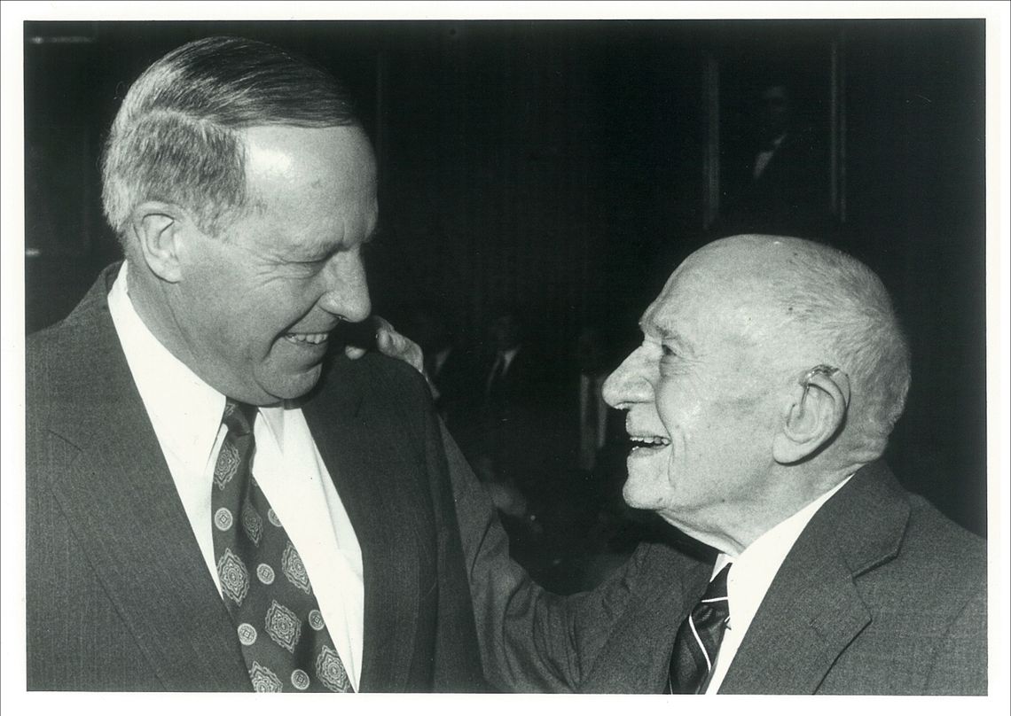 Lake, Jr., left, with his father in 1994 after being elected to the North Carolina Supreme Court.