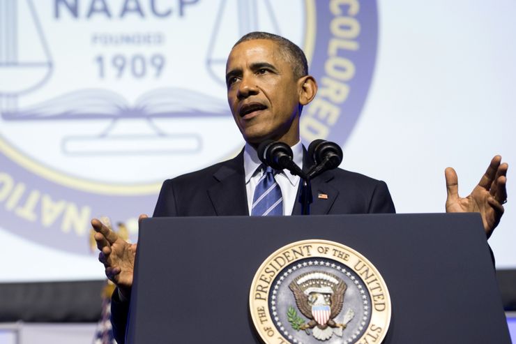 US President Barack Obama speaks during the NAACP’s 106th National Convention in Philadelphia, Pennsylvania, July 14, 2015. AFP PHOTO / SAUL LOEB        (Photo credit should read SAUL LOEB/AFP/Getty Images)