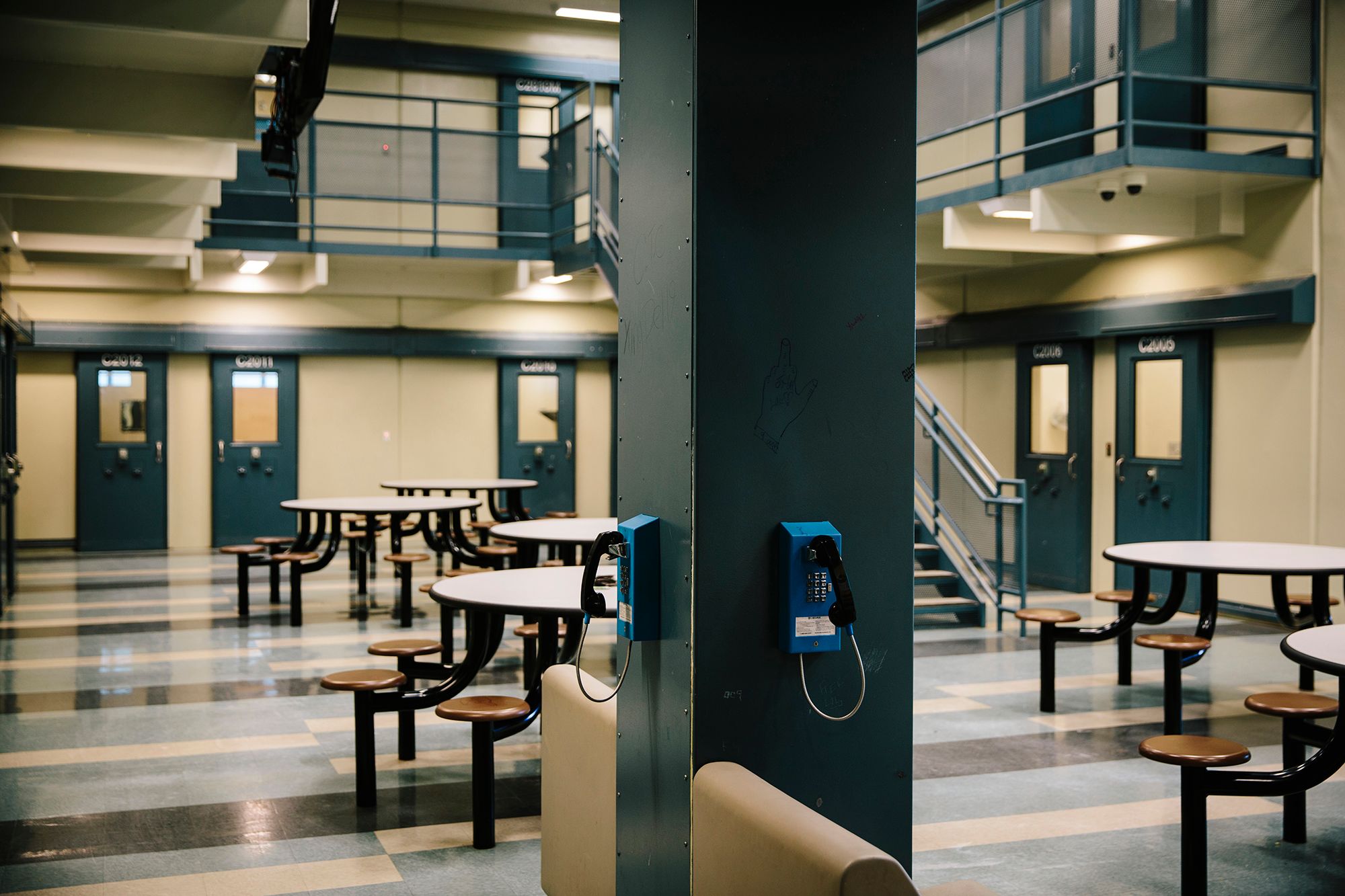 A cell block used to house juveniles inside of the Orleans Justice Center on April 25, 2018 in New Orleans, Louisiana. (Edmund D. Fountain for The Marshall Project)