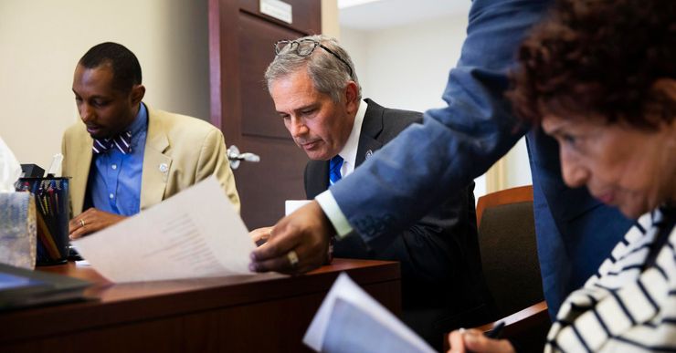 A still from the documentary, “Philly D.A.”, of Philadelphia District Attorney, Larry Krasner, with his team.