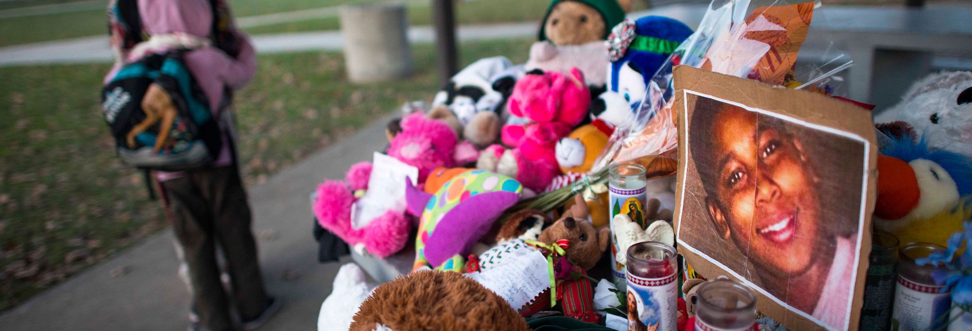 A makeshift memorial dedicated to Tamir Rice at the park in Cleveland where the 12-year-old boy was shot to death by a police officer in 2014.