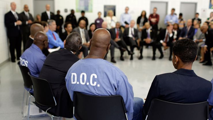 Inmates at the Jessup Correctional Institution in Maryland listened as then-Education Secretary Arne Duncan announced in 2015 that his department would begin a pilot program to give prisoners access to Pell grants.