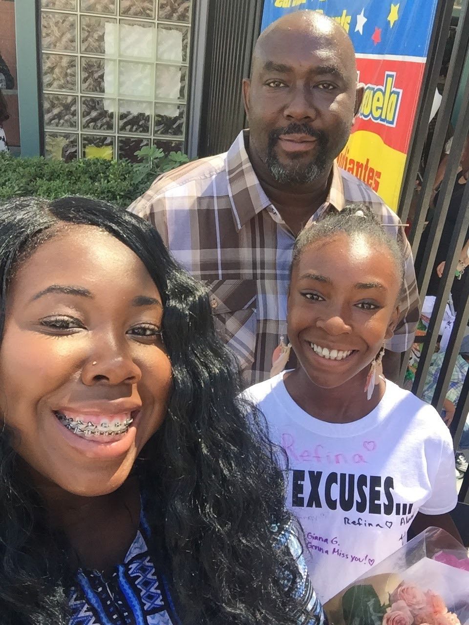 Telish Gardner, center, with two of his daughters, Tiffany and Scherrie Gardner, in 2016. 