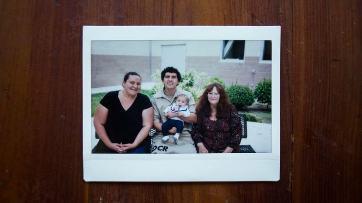 A photo of Colleen Khalifa, right, with her son Shawn Khalifa, center, and her daughter Jennifer Ponce, left, and Ponce’s son Jackson Ponce, taken during a visit to the Coalinga State Hospital where Shawn was being treated.