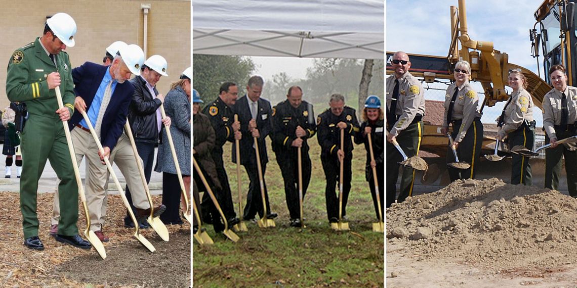 From left: groundbreakings in San Luis Obispo County, 2014; Calaveras County, 2010; Kings County, 2014. 