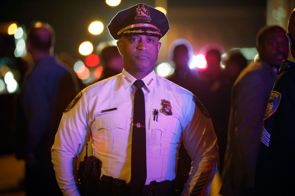 Baltimore Police Department Commissioner Anthony Batts surveys the corner of North and Pennsylvania avenues on April 30. Months before the death of Freddie Gray in police custody, Batts had asked for assistance in reforming his department from the Justice Department’s Office of Community Oriented Police Services.