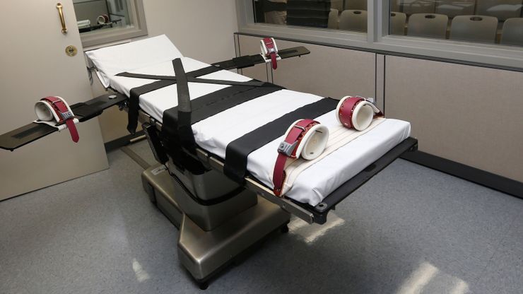 The execution chamber at the Oklahoma State Penitentiary in 2014.  