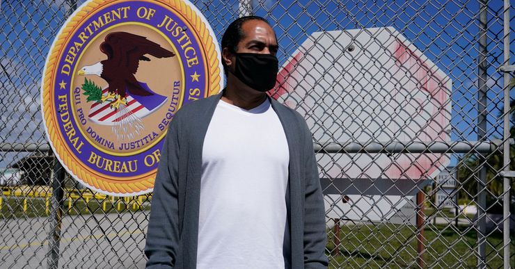 Kareen Troitino, the corrections officer union president for FCI Miami, stands outside the federal prison on March 12, 2021.