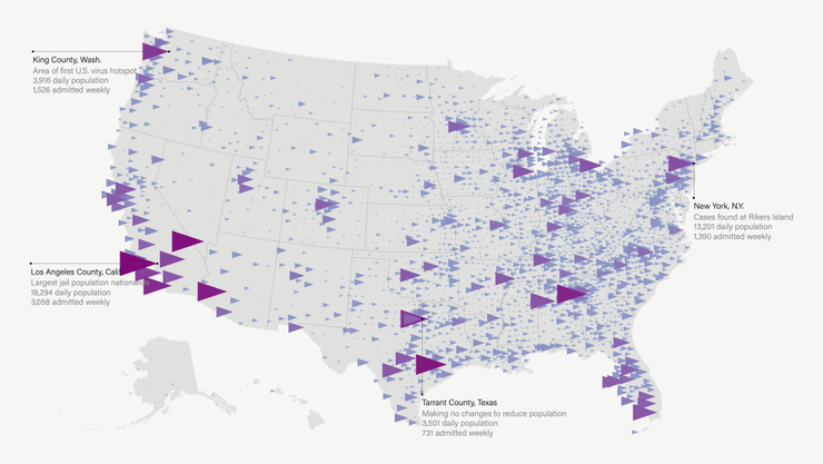 Hundreds of thousands of people are booked into jails across the country every week, and just as many are released. The crowded living conditions, exacerbated by the flow of people in and out of the locally run facilities, increase the risk of infection from coronavirus and other infectious diseases. 