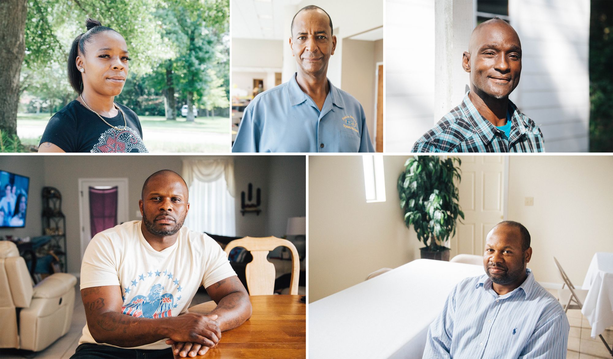 Clockwise from top left: Patrice Sparks, Clint Williams, Lionel Paul Dugas, Charles Blue and Detric Linner. 