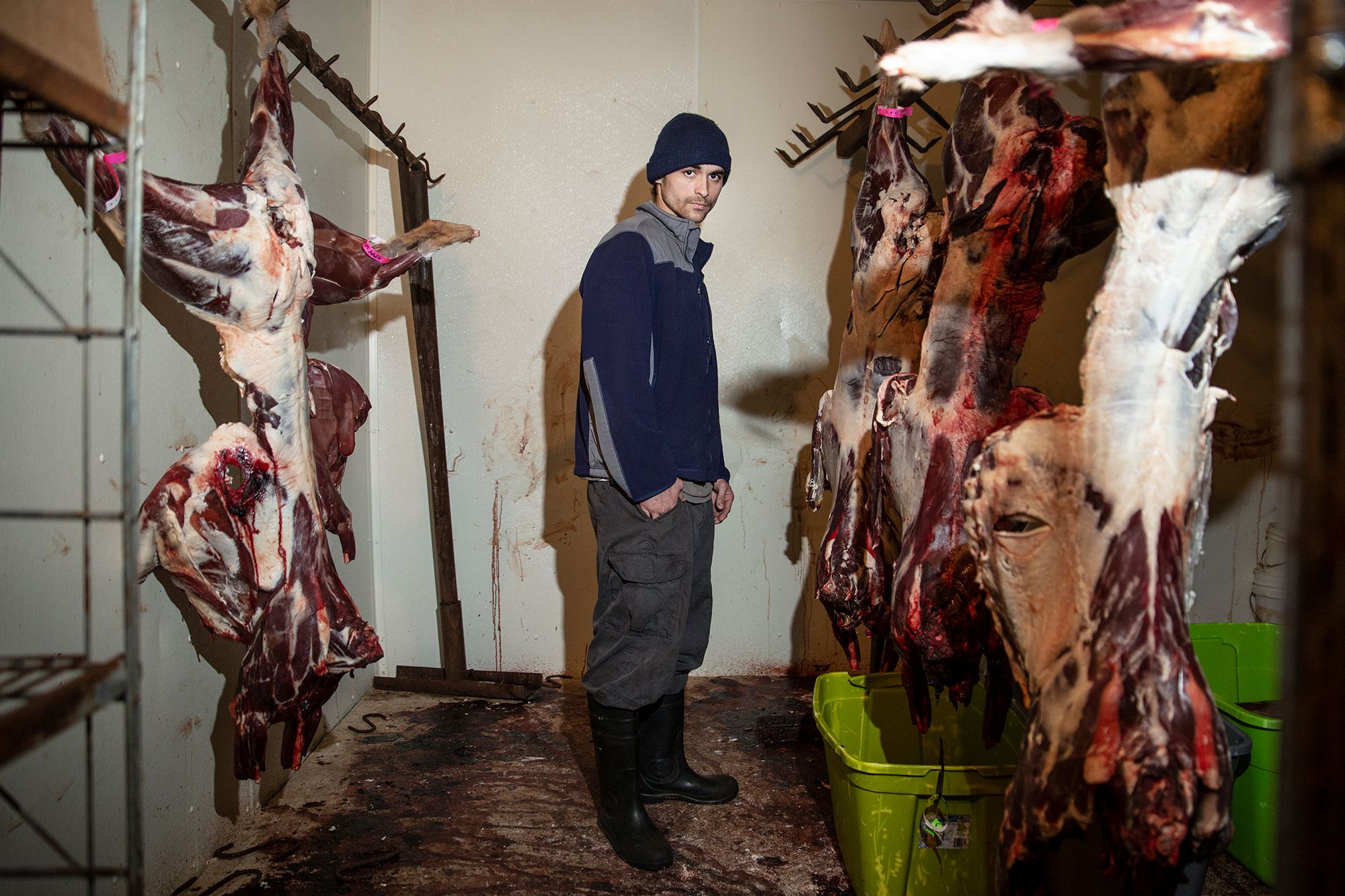 At BB’s Meat Processing in Greenwood, Miss., Travis Tanksley, who was sent to the Greenwood Restitution Center, cleans the shop and hauls venison during deer season, earning money to pay off court-ordered debts from low-level felony convictions.