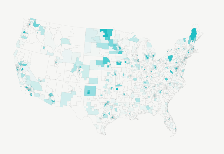 A glimpse of where non-citizens born in seven countries—Iran, Iraq, Libya, Somalia, Sudan, Syria and Yemen—reside.