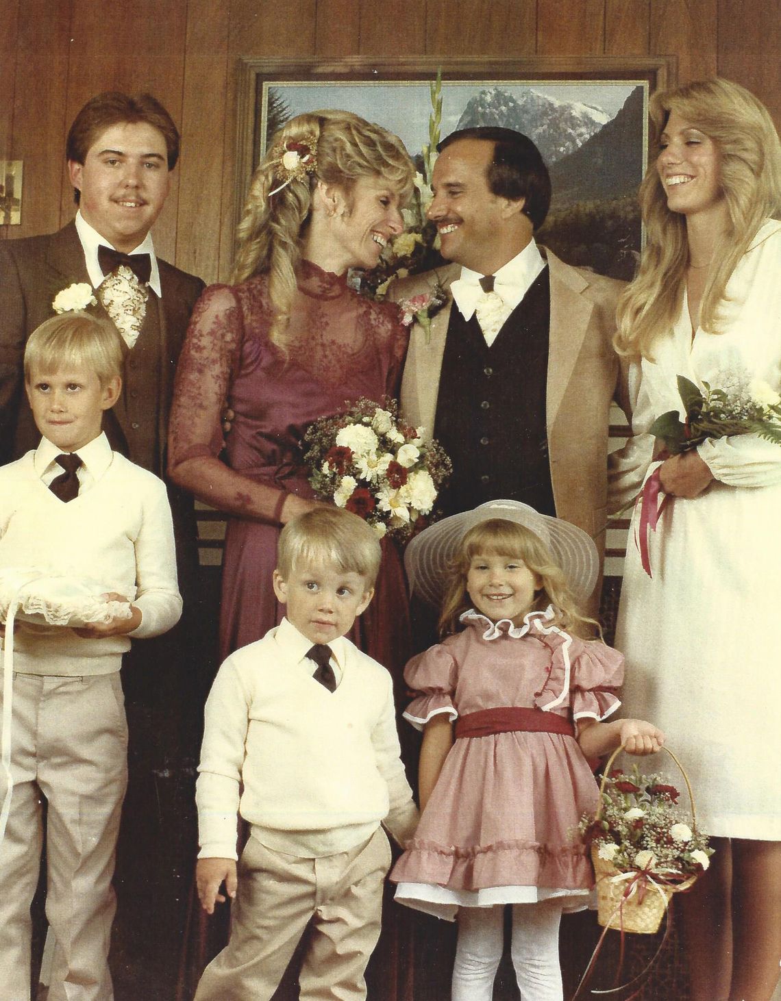 Ray and Shirley Spencer on their wedding day in July 1983. The children, left to right, are Matt Spencer, Matt Hansen and Katie Spencer. 