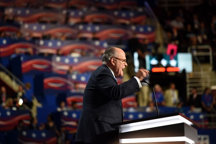 Former New York City Mayor Rudy Giuliani delivered a fiery speech at the first night of the 2016 Republican National Convention in Cleveland.