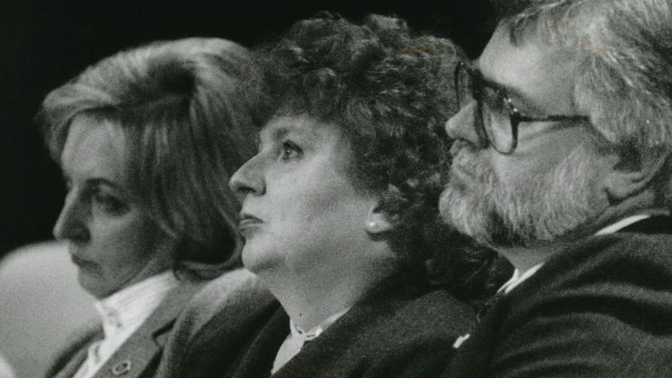 Portland Police Chief Penny Harrington, center, in 1986 with her husband, Officer Bruce Gary Harrington, and her sister, police Capt. Roberta Webber.