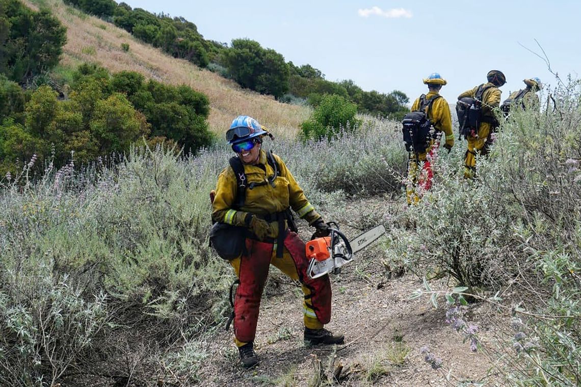 Soledad Espinoza on a fire fighting shift. 