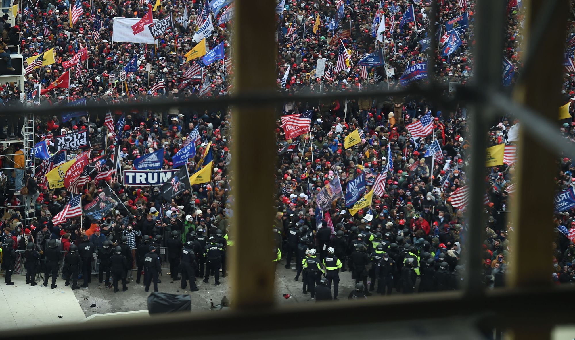 Insurrectionists gathered outside the U.S. Capitol on Jan. 6, 2021, in Washington, D.C.