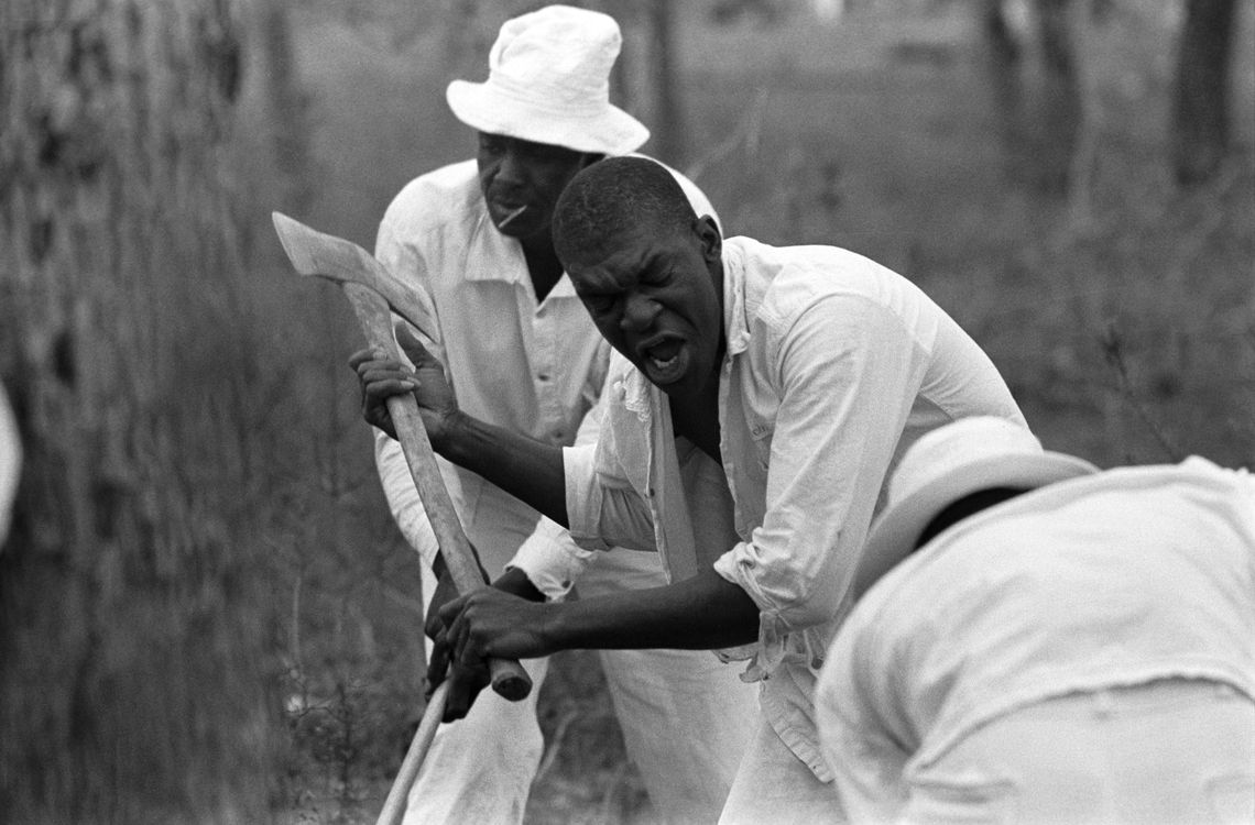 A tree-cutting group at the Ellis Unit, 1966.