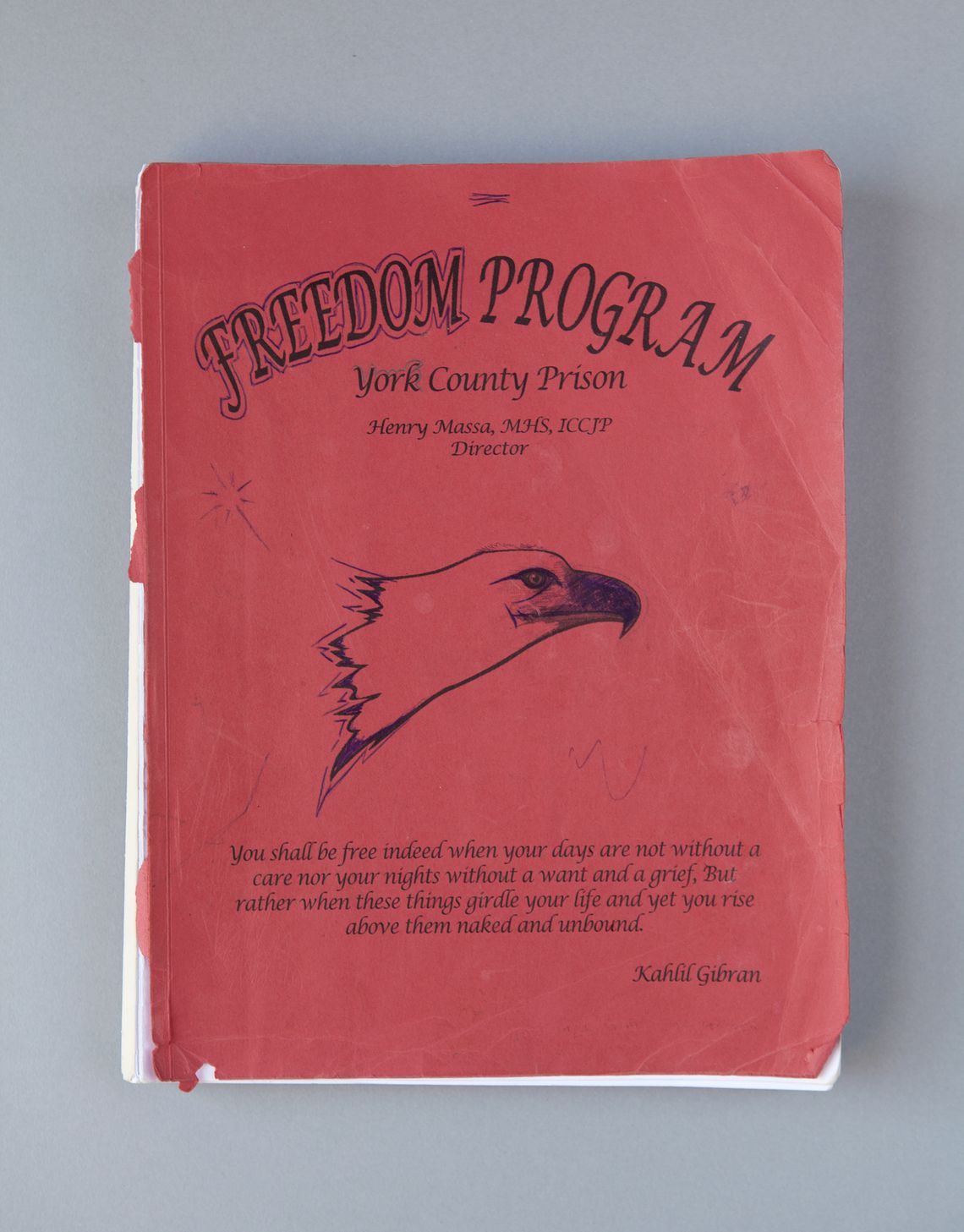 A workbook for the Freedom Program, a four-month dorm-based rehab offered at York County Prison in Pennsylvania.