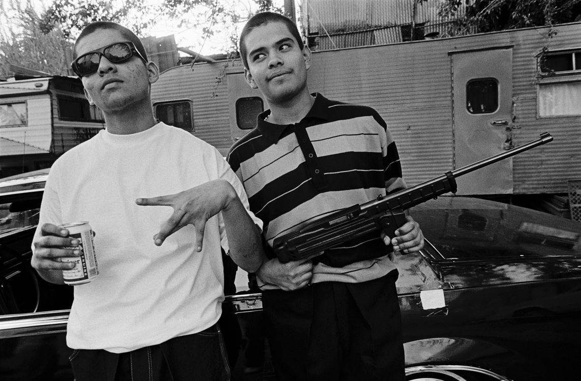 Porky, left, and Pony of the Marianna Maravilla gang. (East Los Angeles, 1993)