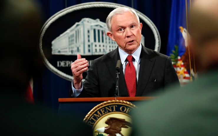 Attorney General Jeff Sessions at a Justice Department news conference in December. 