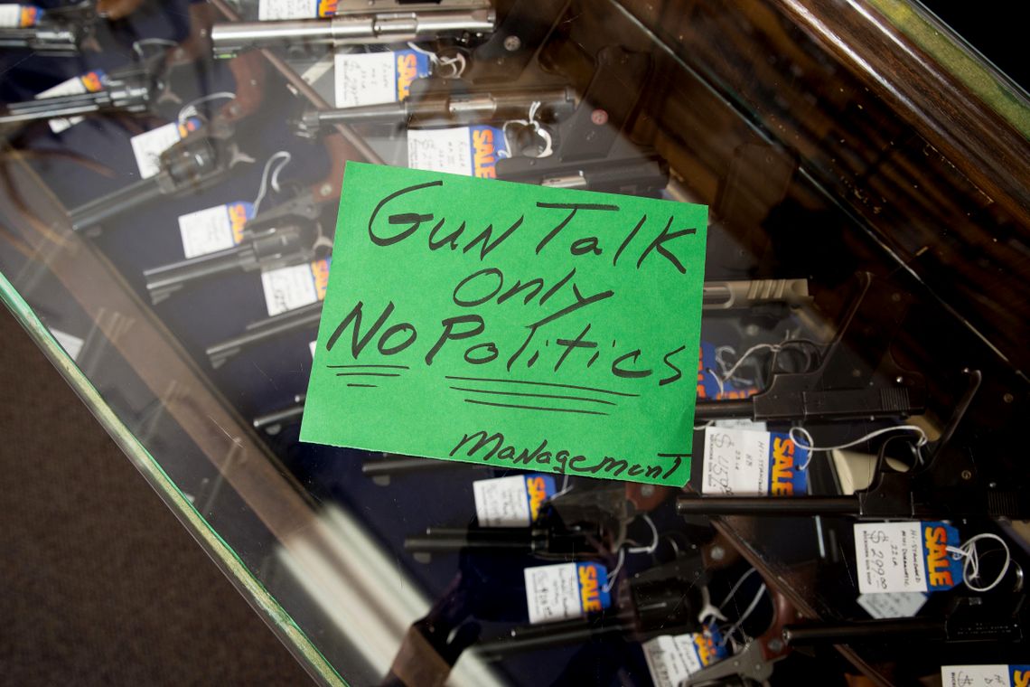 Christy Perry's customers are encouraged to keep conversations focused on guns not current events.