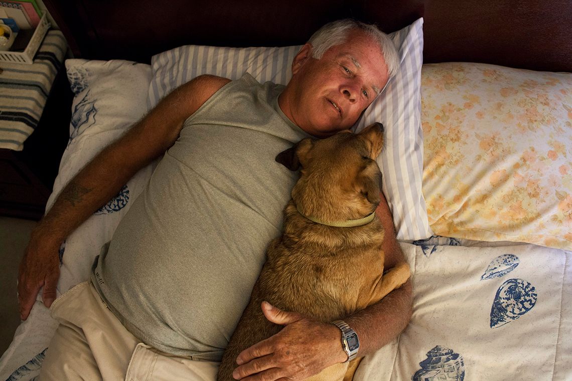 Gene with his dog, Killer. 